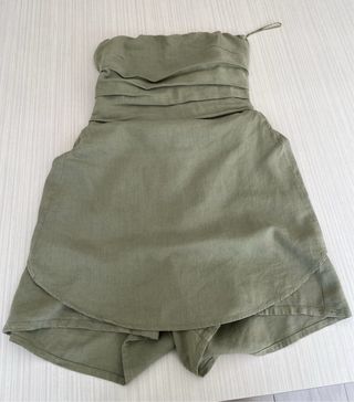 Vestido falda pantalón lino verde
