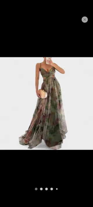 Vestido largo verde estampado fiesta