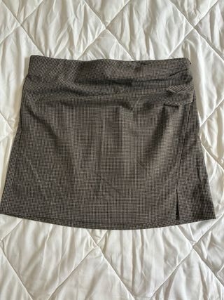 Falda Mango Talla M Marrón Cuadros