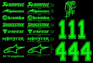 Kit Pegatinas Moto Marcas Deportivas. 