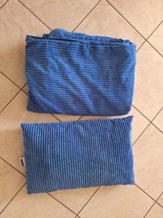 SET PLAID + CUSCINO BLU IN COTONE