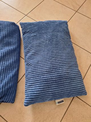 SET PLAID + CUSCINO BLU IN COTONE