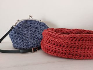 Bolso crochet vintage azul nuevo