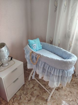 Moisés minicuna azul bebé