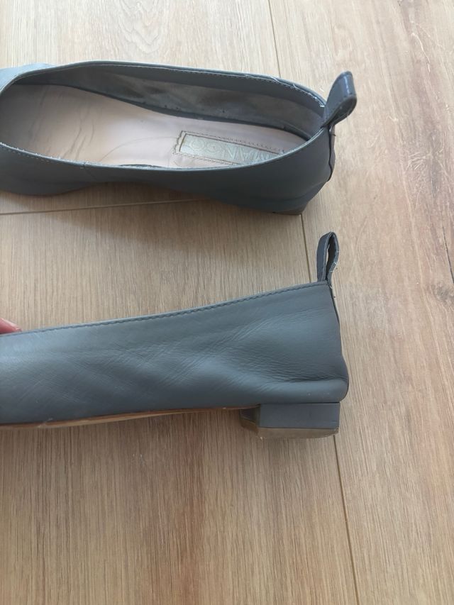 Bailarinas Mango Piel Talla 39 Gris