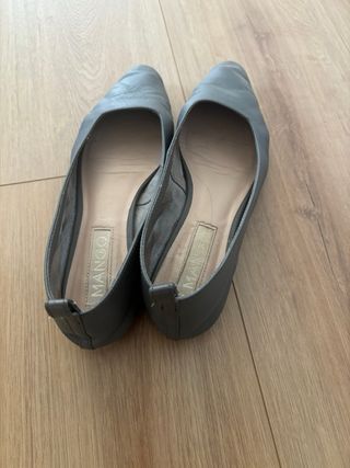 Bailarinas Mango Piel Talla 39 Gris