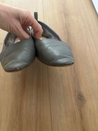 Bailarinas Mango Piel Talla 39 Gris