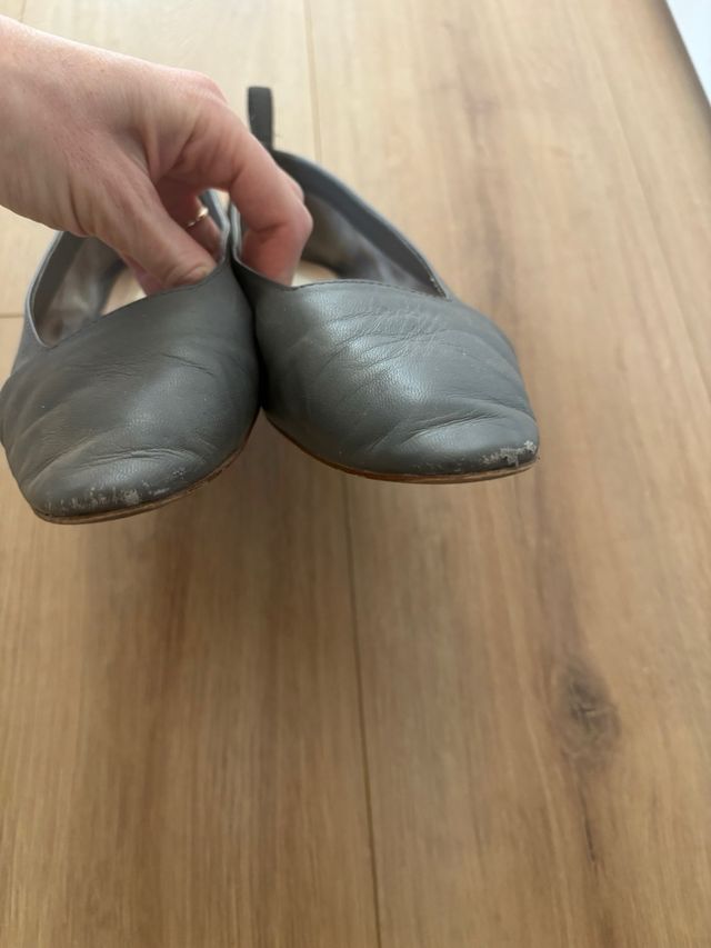 Bailarinas Mango Piel Talla 39 Gris