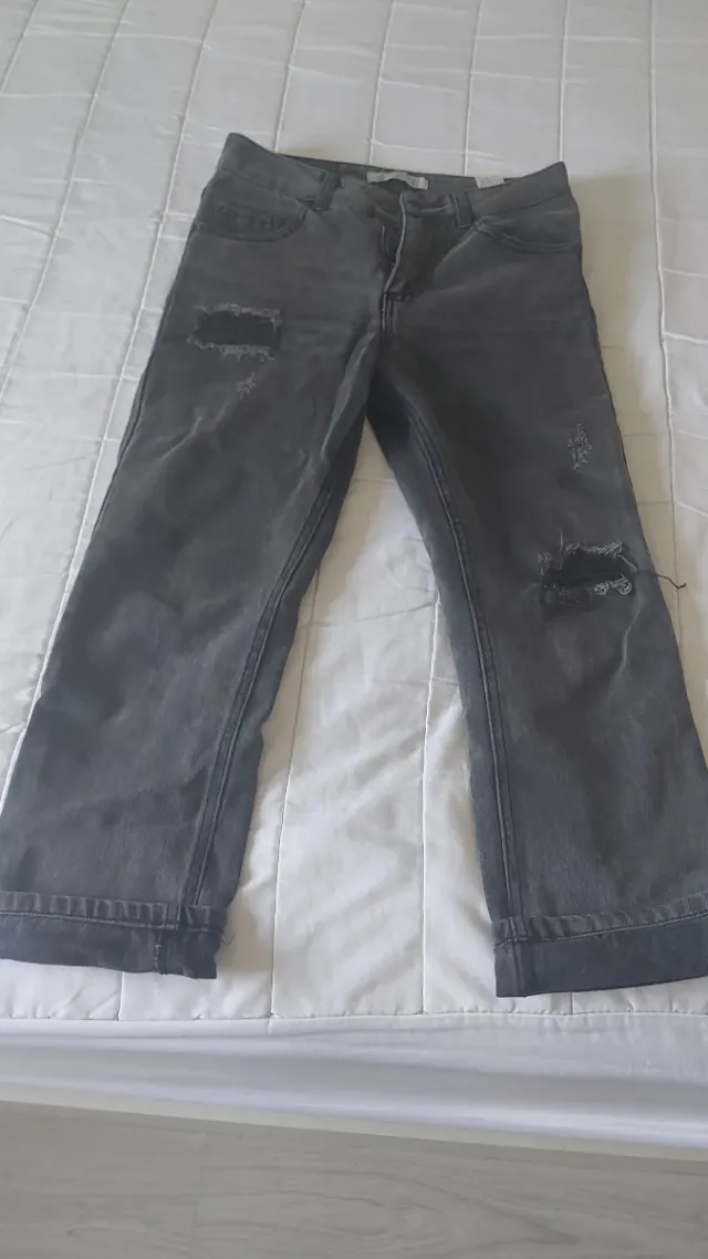 Pull & Bear Vaqueros Talle Alto Grises