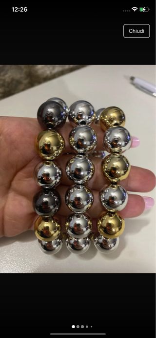 Bracciale Acciaio Sfere Oro Argento