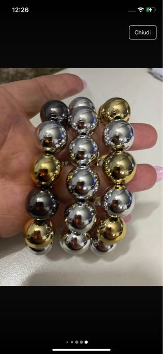 Bracciale Acciaio Sfere Oro Argento