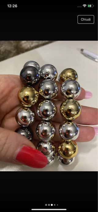 Bracciale Acciaio Sfere Oro Argento