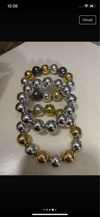 Bracciale Acciaio Sfere Oro Argento
