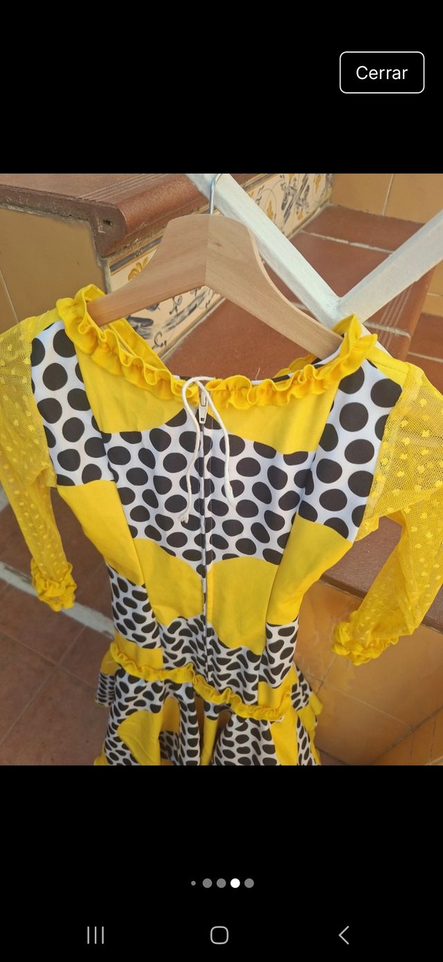 Vestido Flamenca Niña Amarillo Lunares
