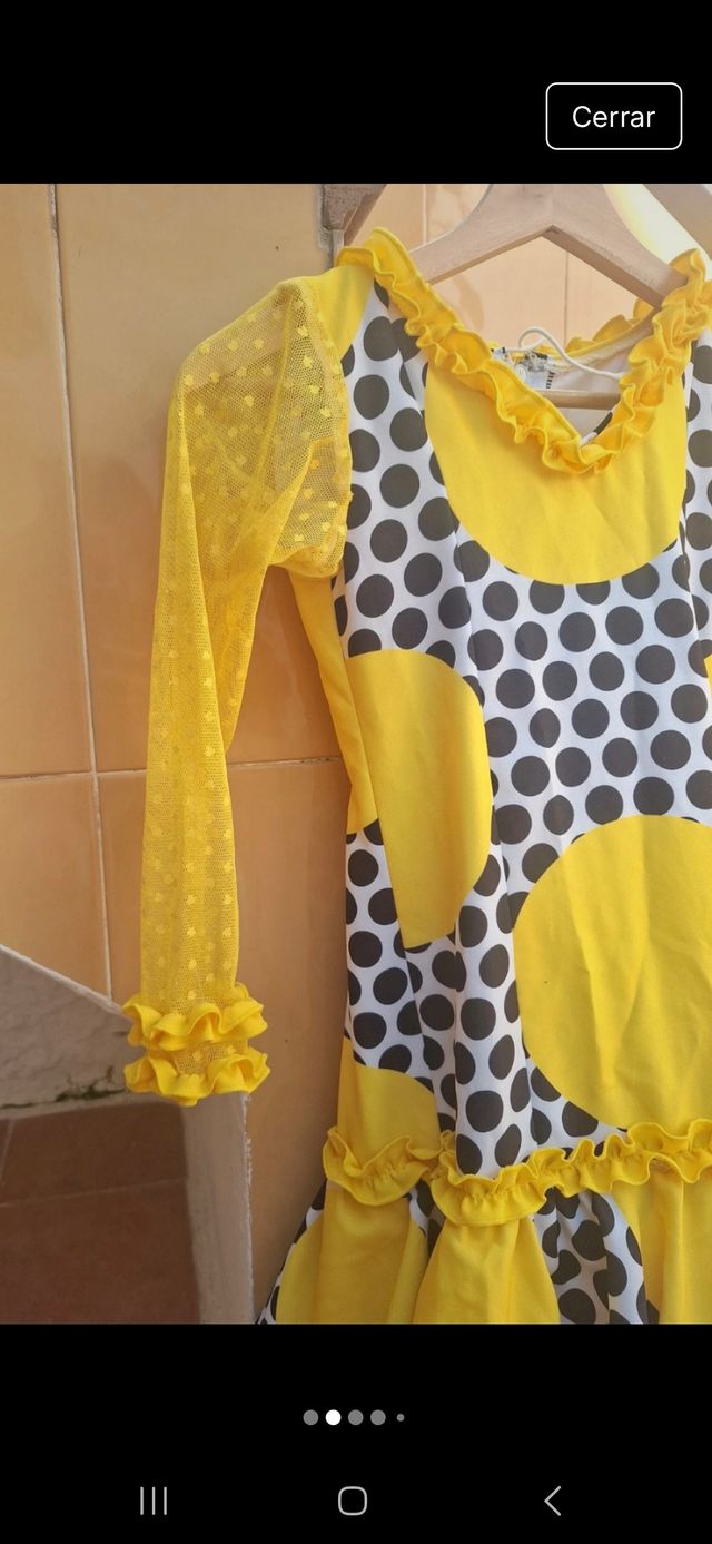 Vestido Flamenca Niña Amarillo Lunares