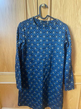 Vestido Sfera estampado azul y gris