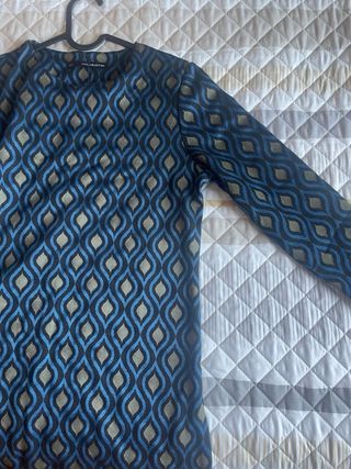 Vestido Sfera estampado azul y gris