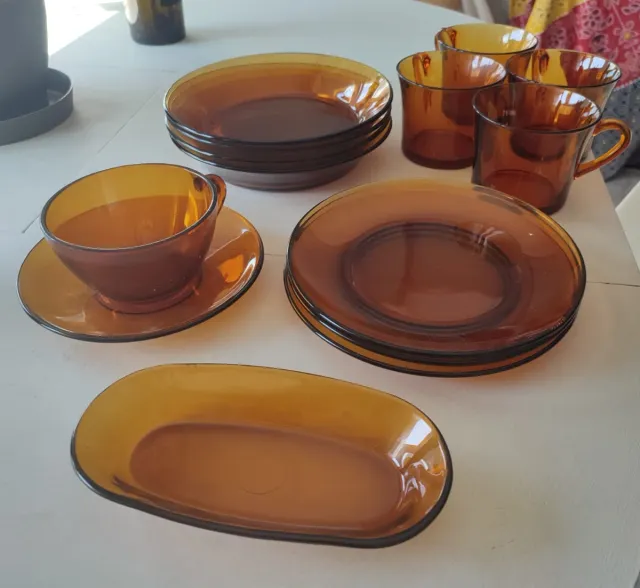 Vajilla Vintage Cristal Ámbar