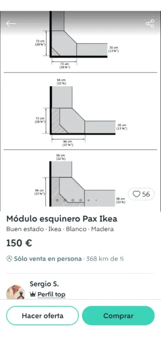 Armadio ad angolo fuori produzione. È smontato