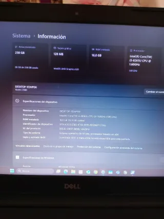Portátil Dell Vostro i5 8° 16GB de RAM + SSD