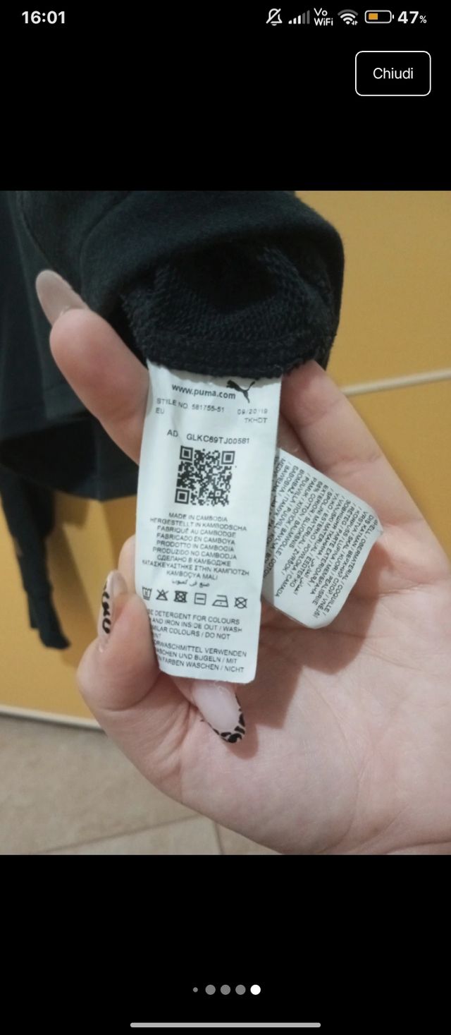 Felpa corta Puma donna nera