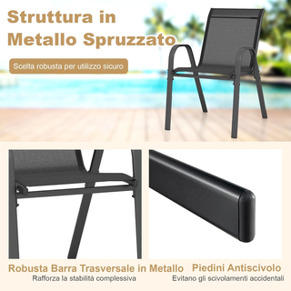 Set di 2/4 Sedie da Giardino, Poltrone in Tessuto 