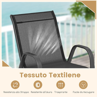 Set di 2/4 Sedie da Giardino, Poltrone in Tessuto 