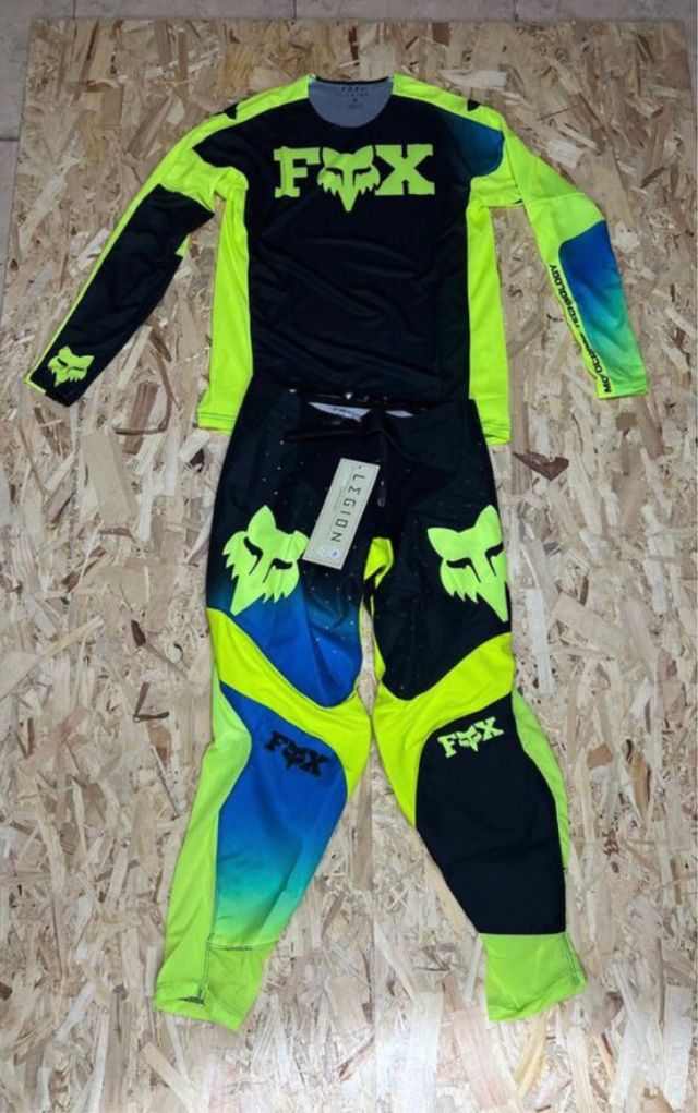 Traje Motocross Fox Negro/Amarillo/Azul