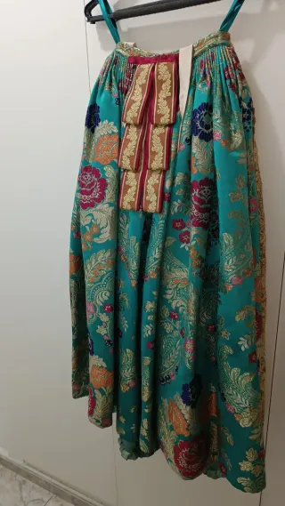 Vestido de fallera niña oro y turquesa
