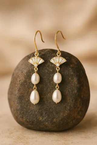 Pendientes Vintage Perlas Agua Dulce y Circonitas 