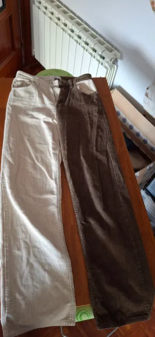 Pantalones de pana mujer beige y marrón
