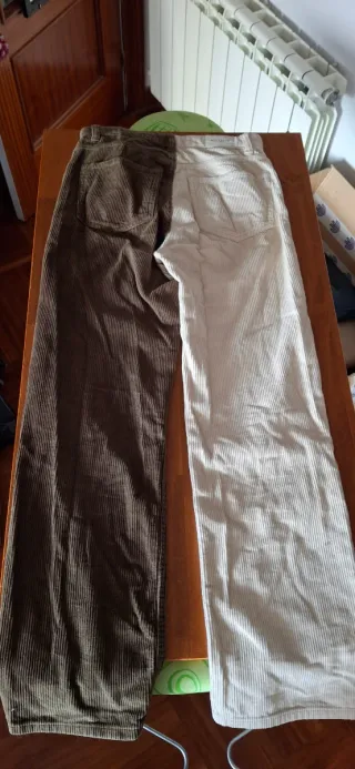 Pantalones de pana mujer beige y marrón