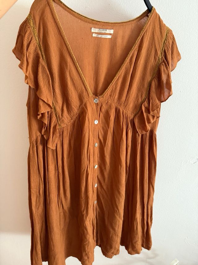 Vestido marrón Pull and Bear Talla M
