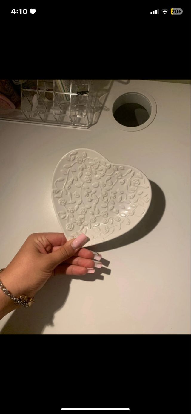 Svuotatasche cuore in ceramica bianca