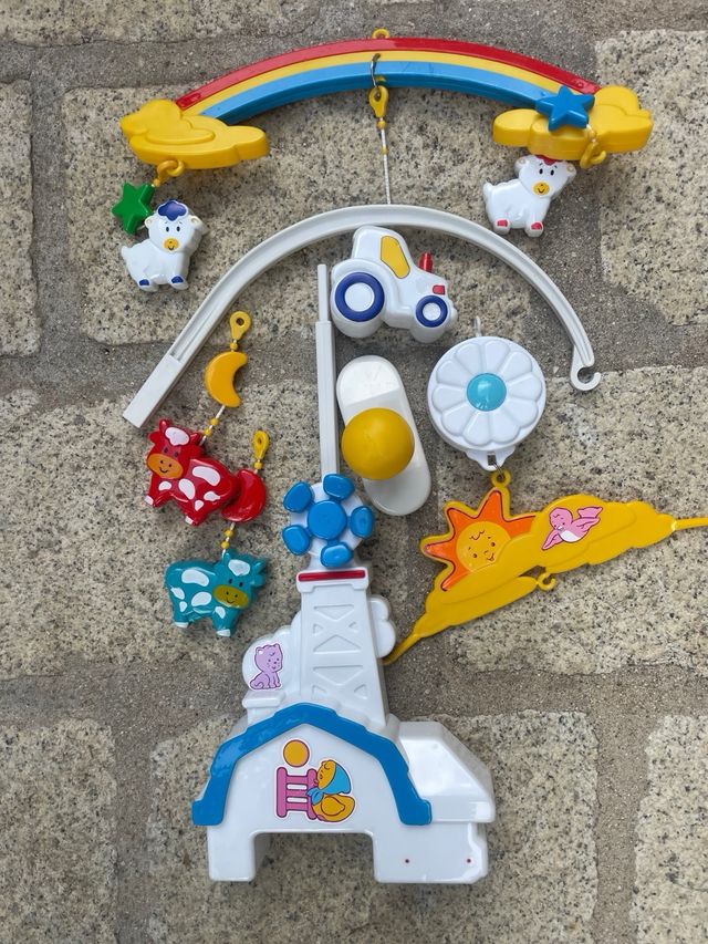 lote de 3 cuco bebe,bañera y carrusel para cuna