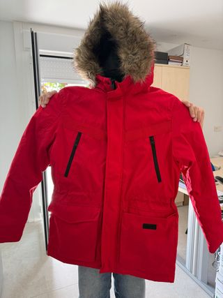 Abrigo Jack & Jones Rojo con Capucha