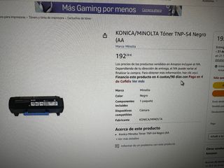 Tóner Konica Minolta TNP-54 Negro TNP54