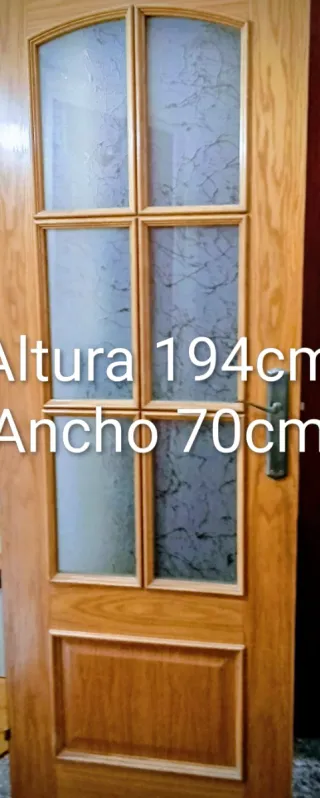Puerta madera 194x70cm con cristal