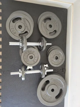 Banco de pesas y abdominales CCLIFE y pesas