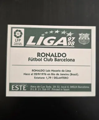 Cromo Ronaldo F.C. Barcelona 97/98