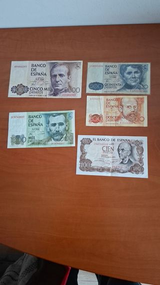 Lote 5 Billetes Antiguos España