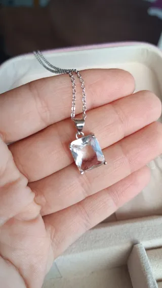 Collar Plata Circonia Rectangular