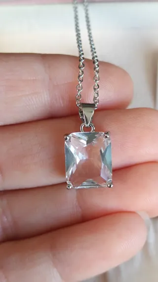 Collar Plata Circonia Rectangular