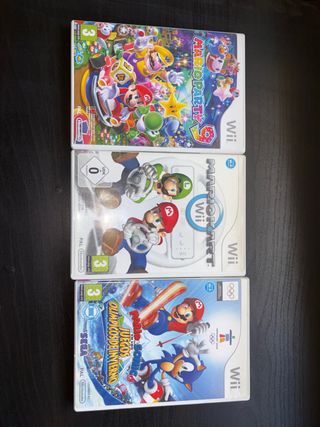 Lote 3 Videojuegos Wii: Mario Kart, Mario Party 9,