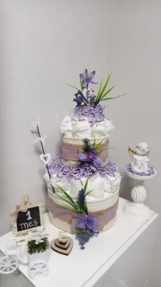 Tarta de pañales decorada