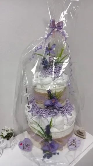 Tarta de pañales decorada