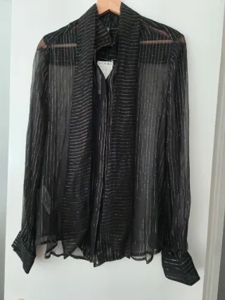 Camisa Mango seda hilos dorados talla M