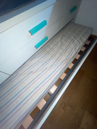 Dormitorio juvenil blanco y turquesa