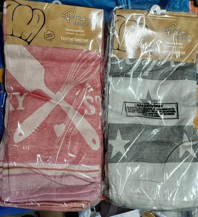 Set 12 paños de cocina ilo en algodón 100x100