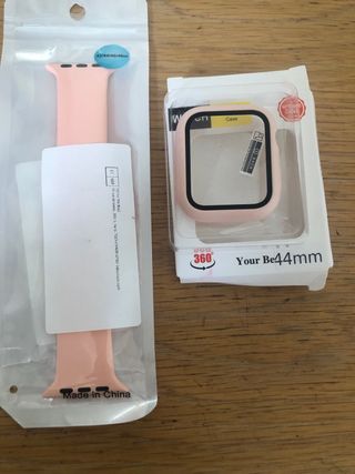 Correa y funda rosa para Apple Watch 44mm